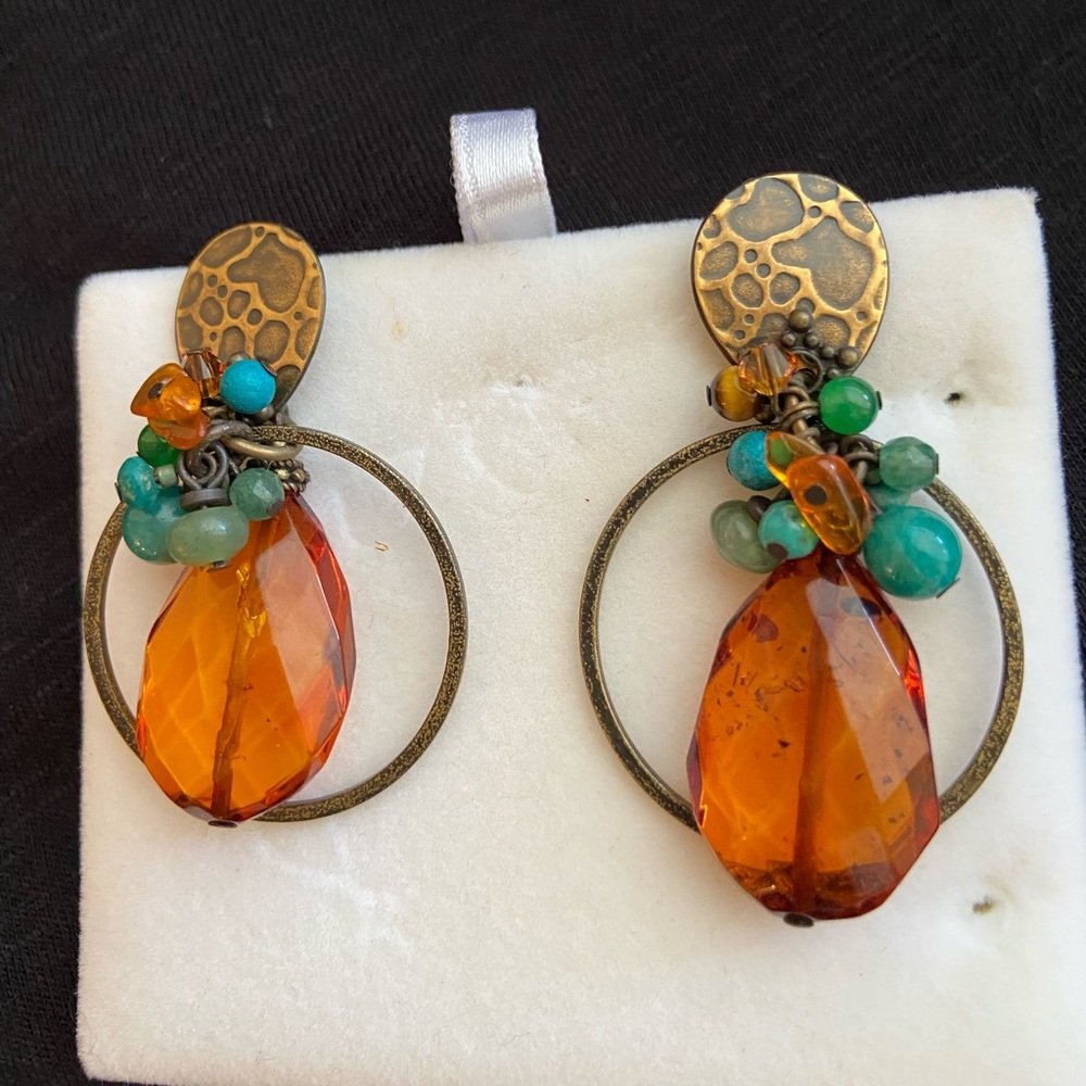 Stone earrings, multiple colored stones